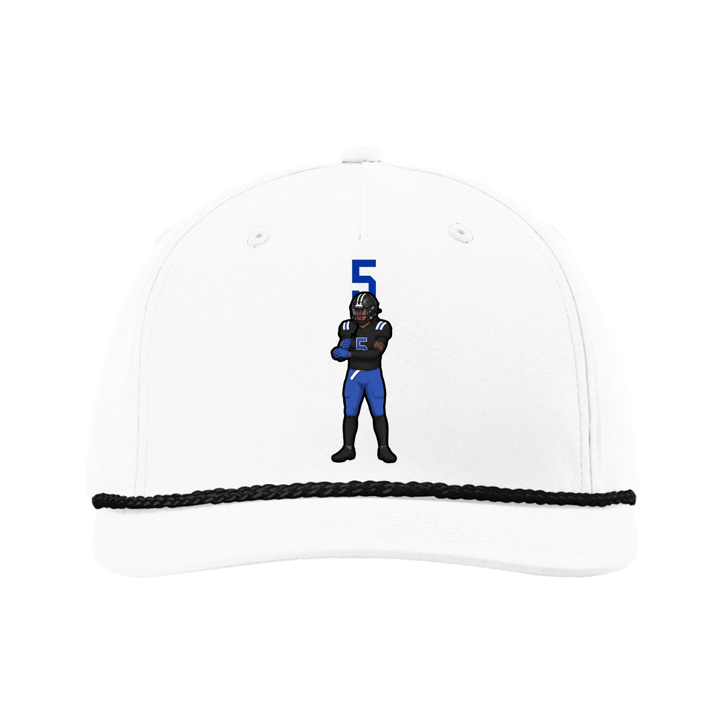 Five-Panel Classic Rope Cap — Number Top in White