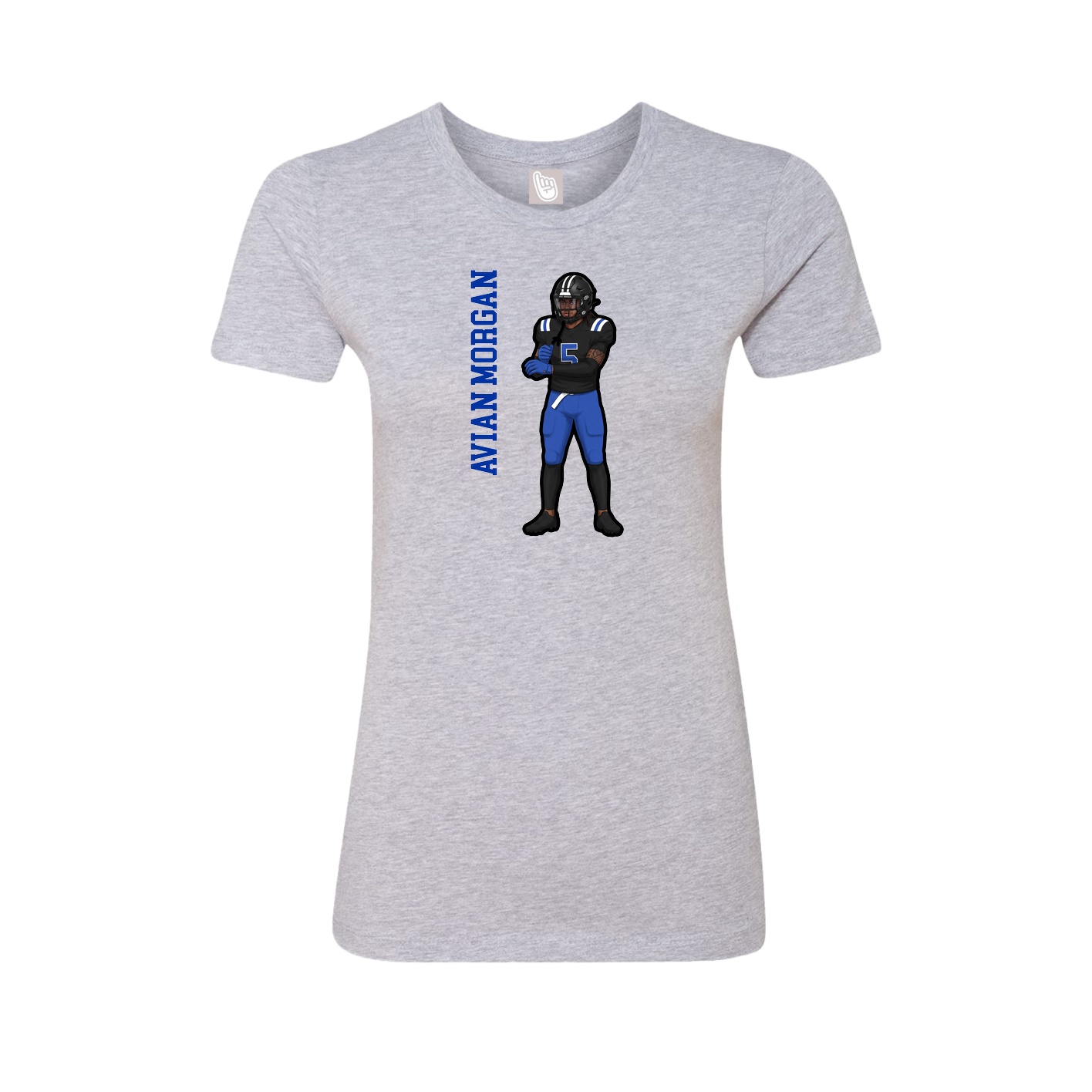 Fitted Women's Tee — Name Vertical in Grey