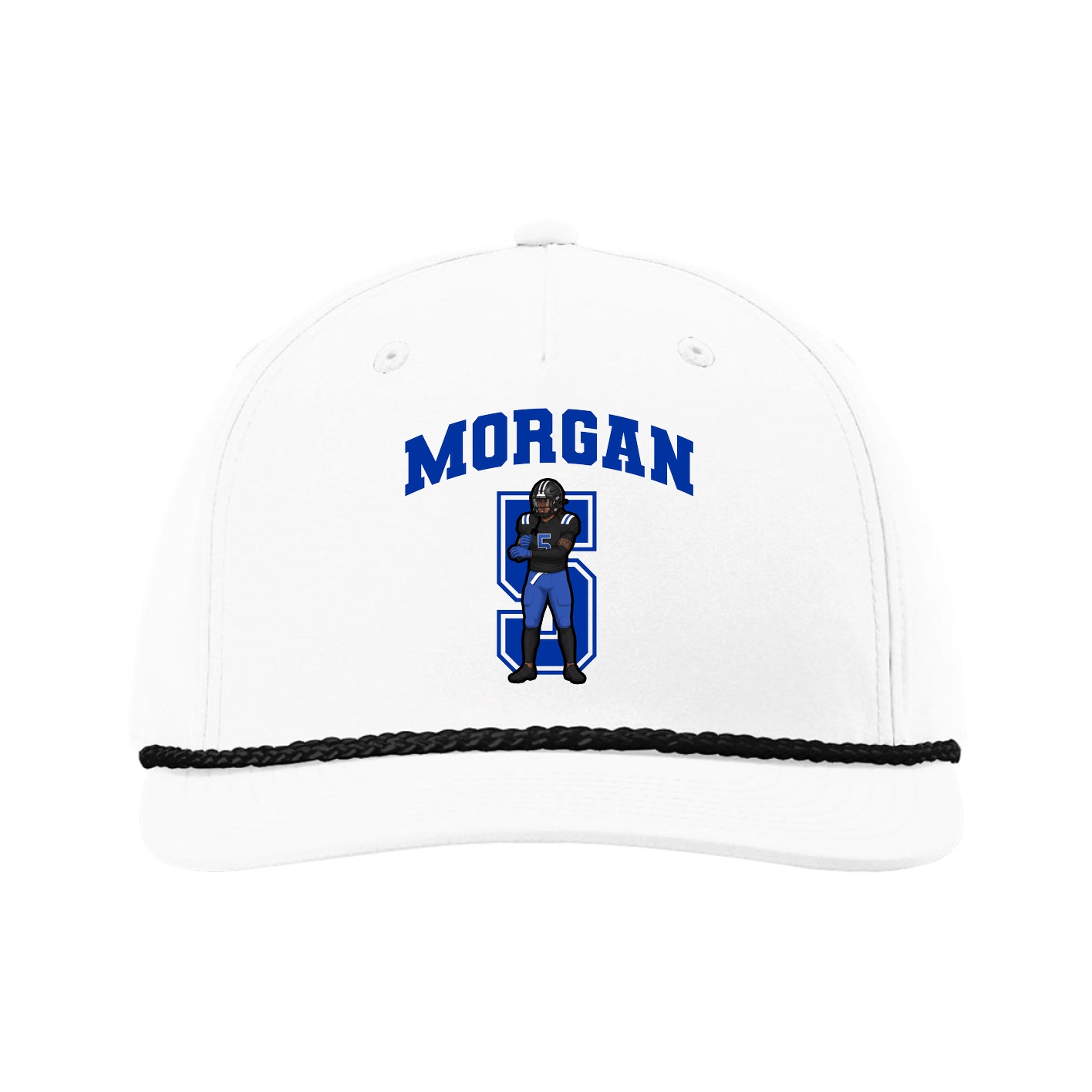 Five-Panel Classic Rope Cap — Number in White