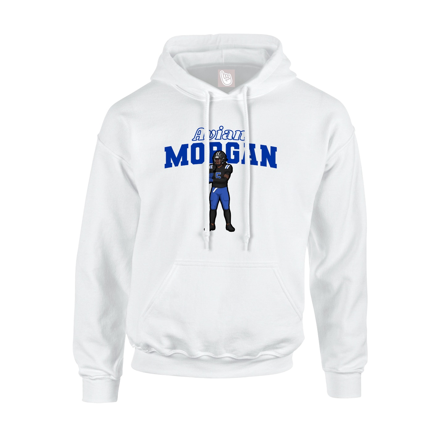 Youth Hoodie — Name Arch in White