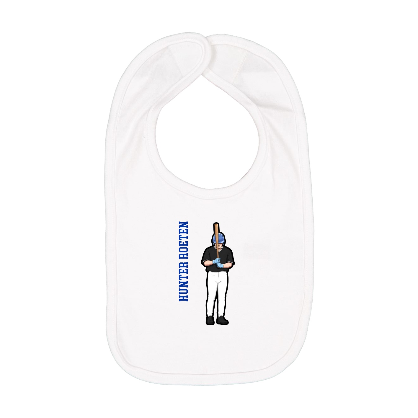 Infant Bib — Name Vertical in White