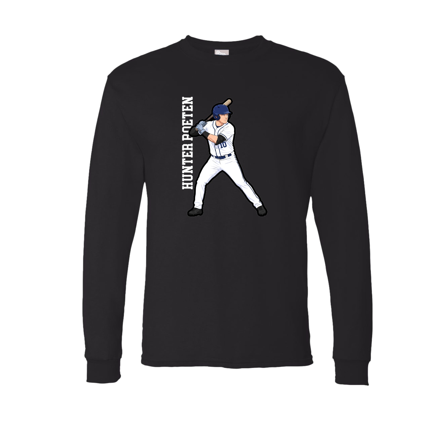 Long Sleeve Tee — Name Vertical in Black