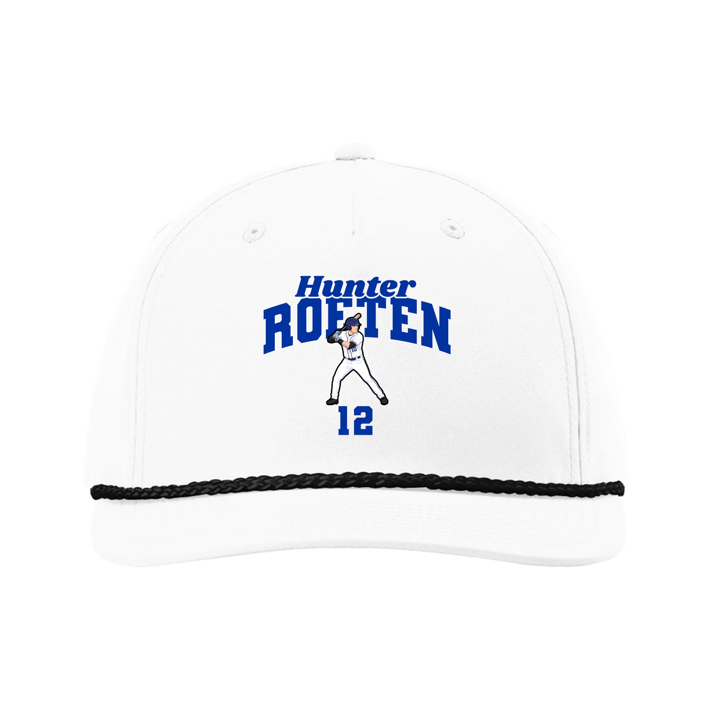 Five-Panel Classic Rope Cap — Signature Arch in White