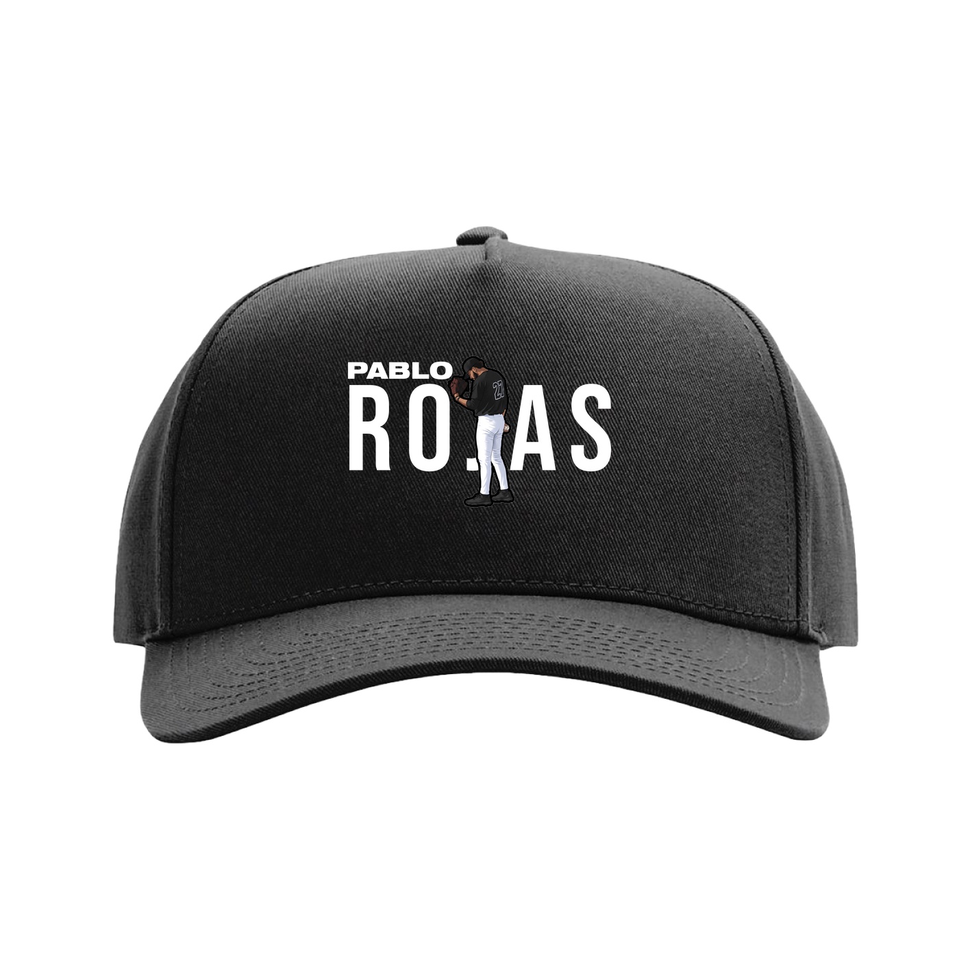 Full Fabric Five-Panel Champ Cap — Player Name in Black