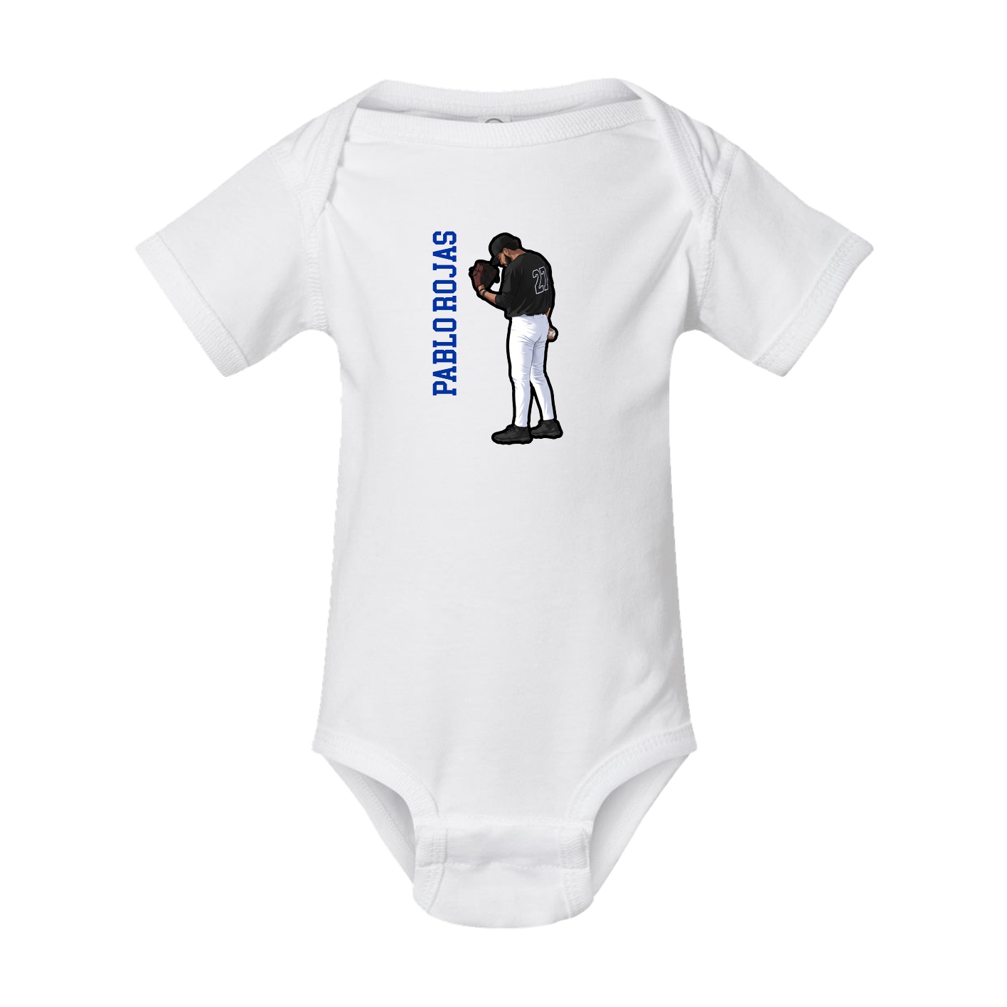 Baby Onesie — Name Vertical in White