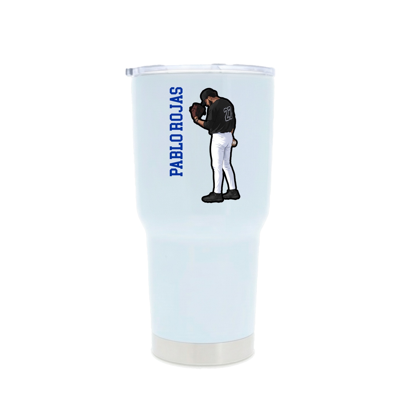 30oz Stainless Steel Tumbler — Name Vertical in White