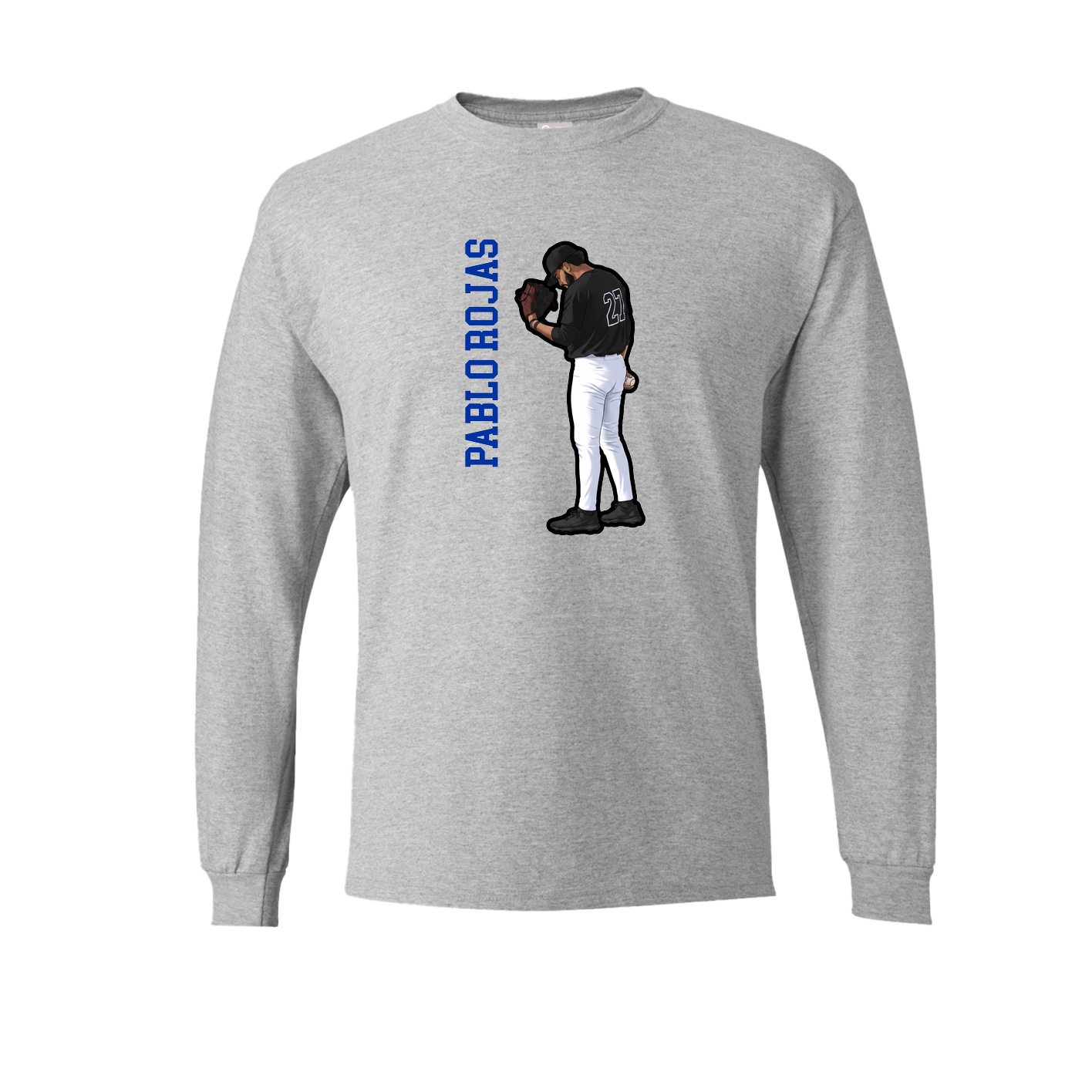 Long Sleeve Tee — Name Vertical in Grey