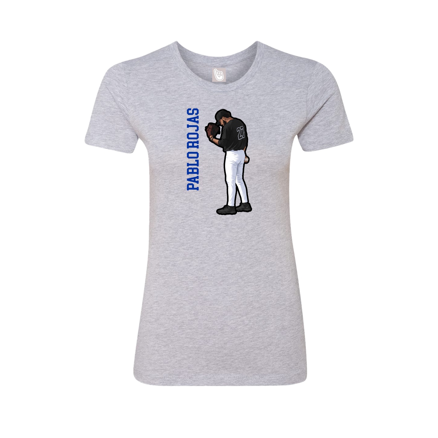 Fitted Women's Tee — Name Vertical in Grey