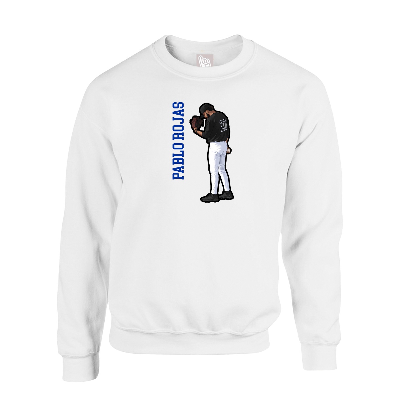 Fleece Crew — Name Vertical in White