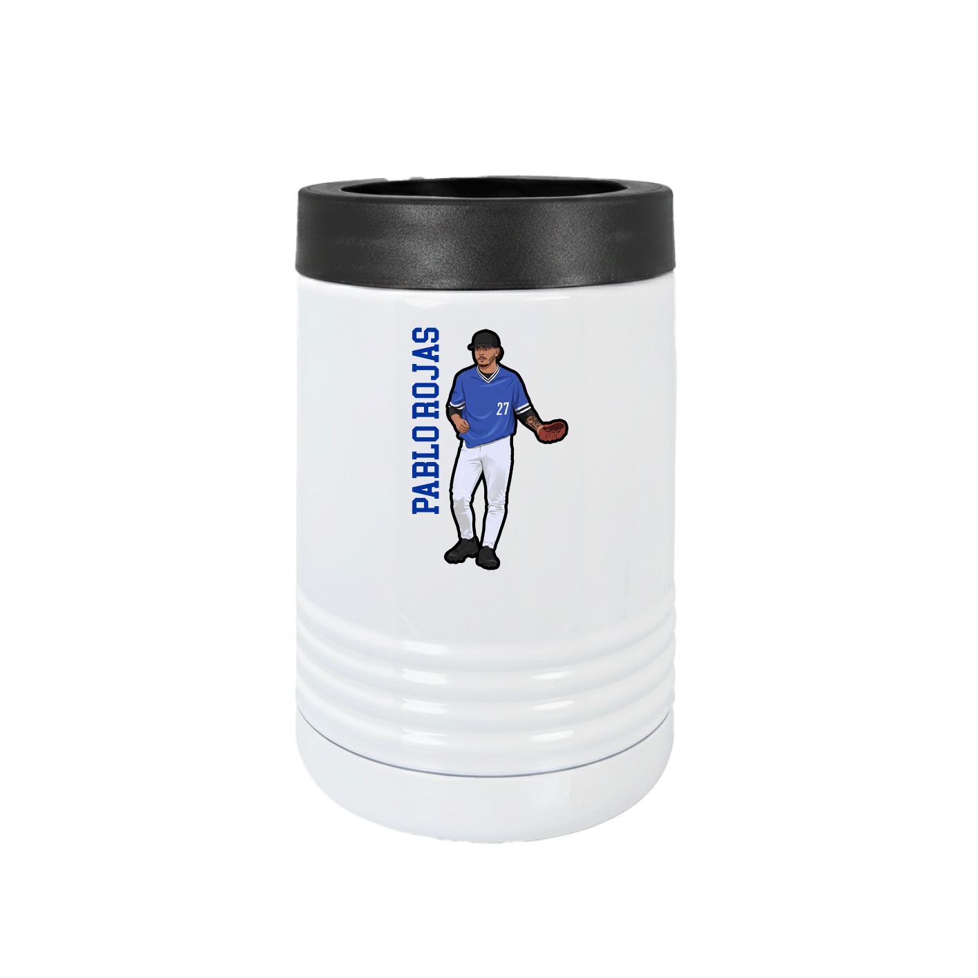 Beverage Holder — Name Vertical in White