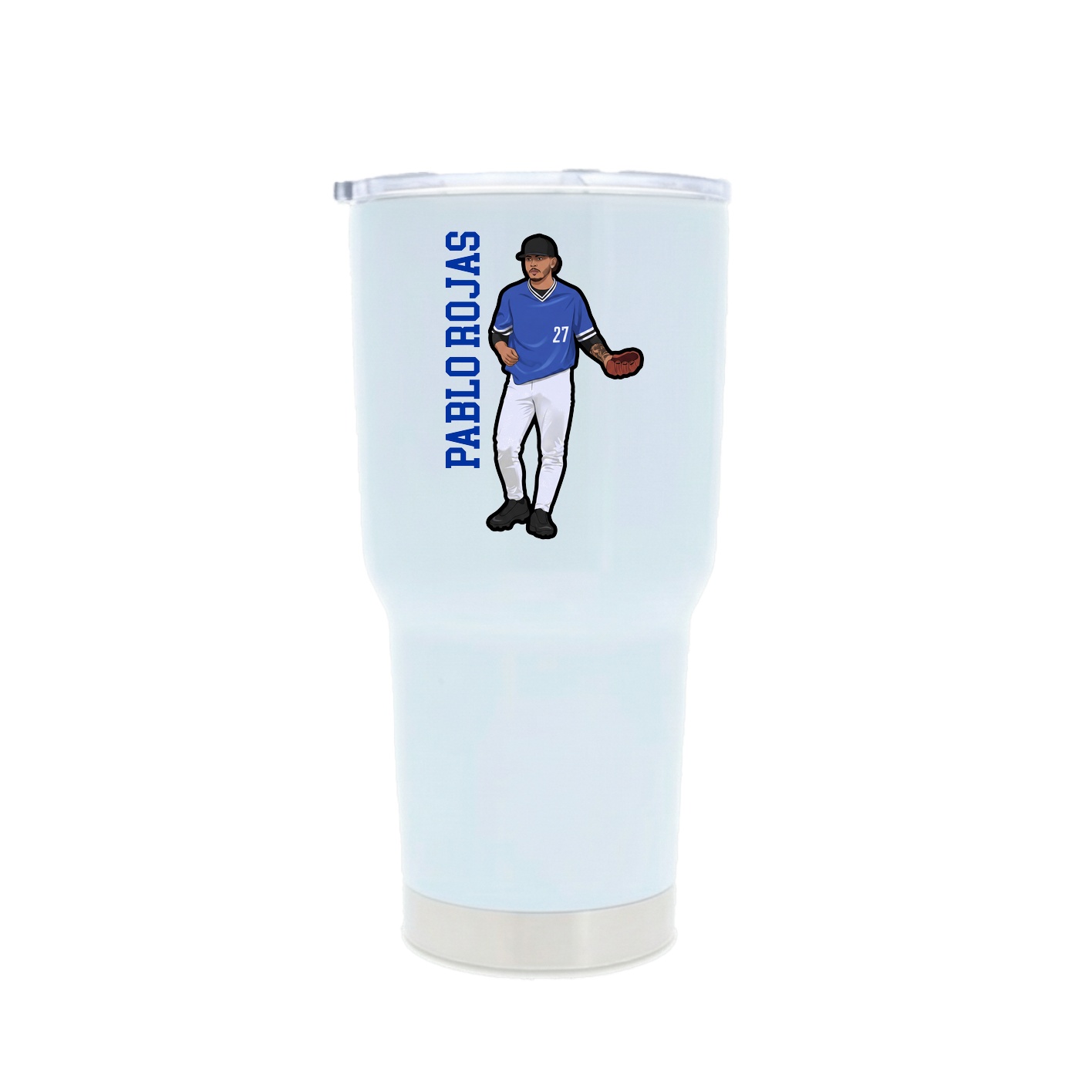 30oz Stainless Steel Tumbler — Name Vertical in White
