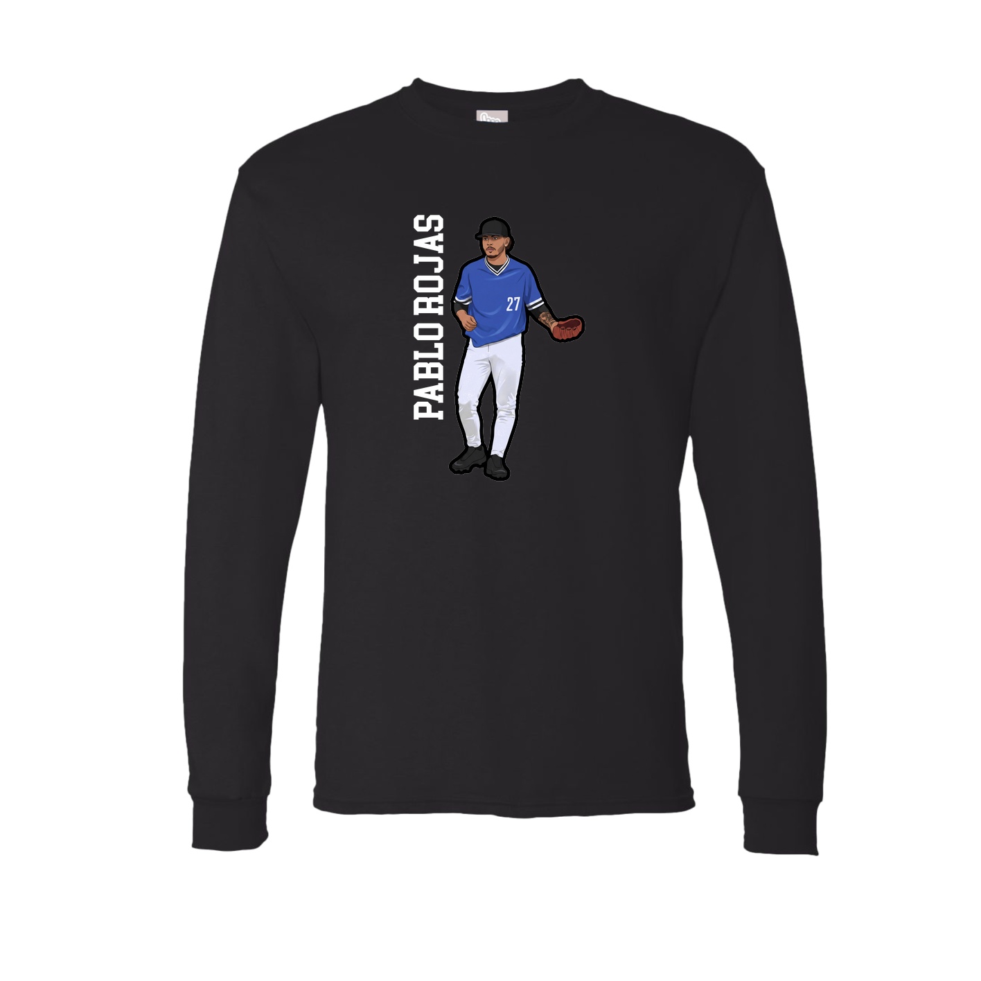 Long Sleeve Tee — Name Vertical in Black