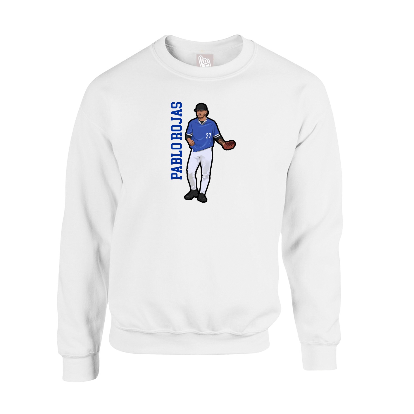 Fleece Crew — Name Vertical in White