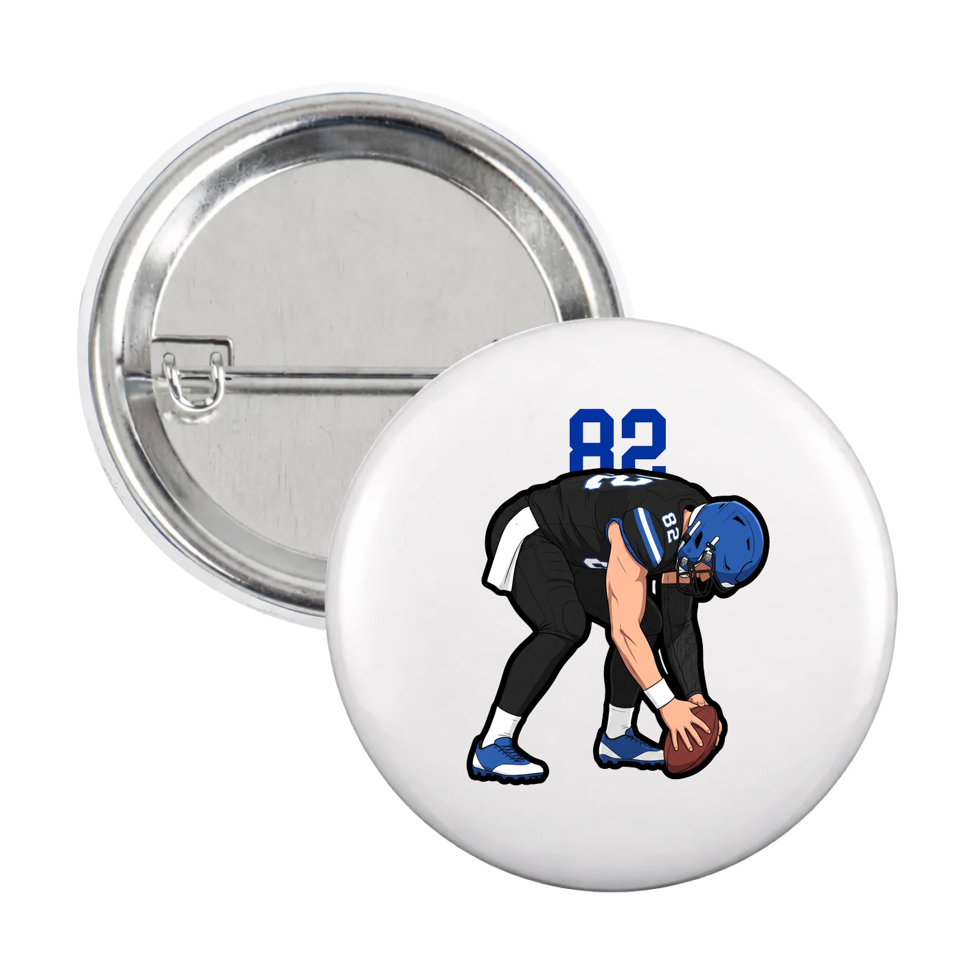 Game Day Button — Number Top in White
