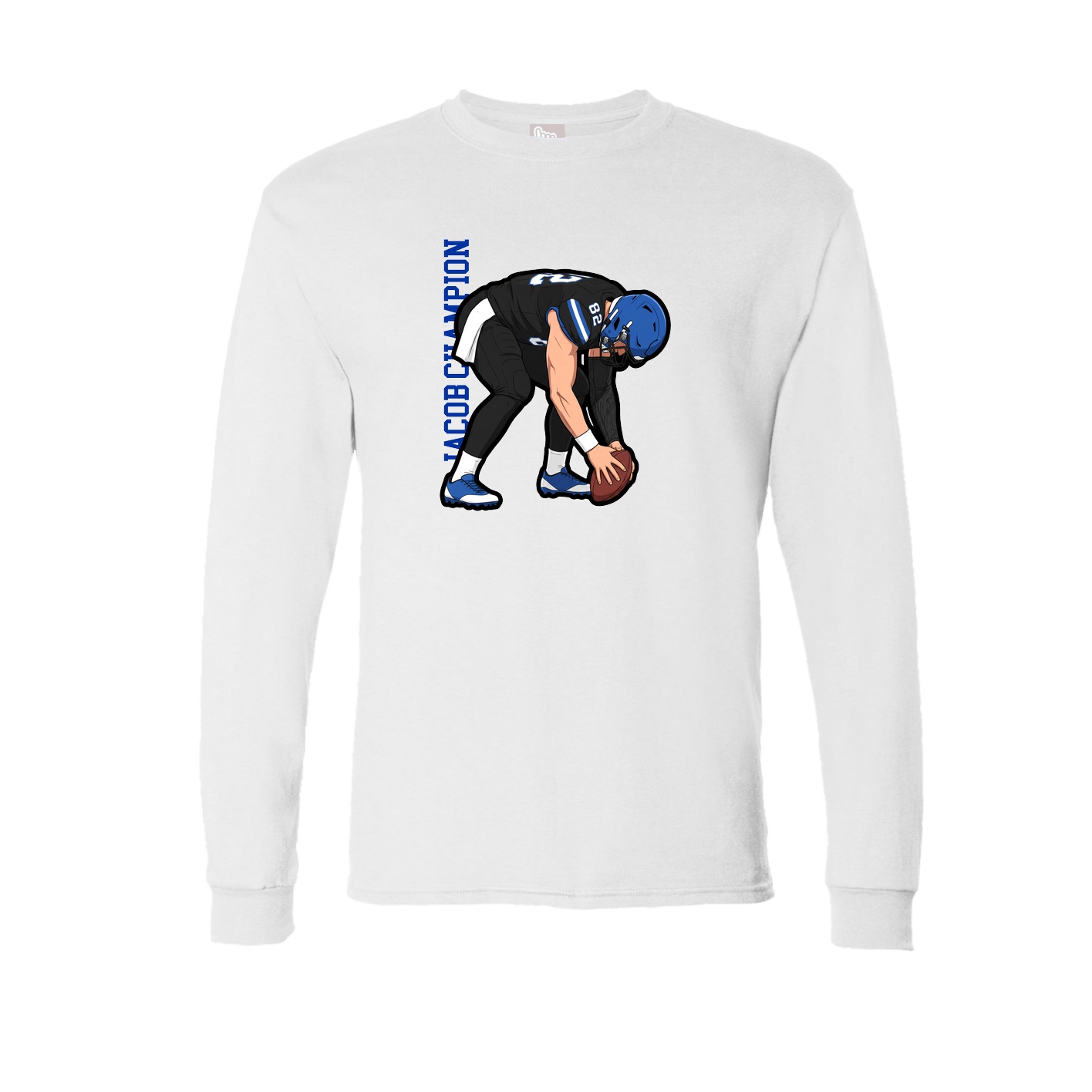 Long Sleeve Tee — Name Vertical in White