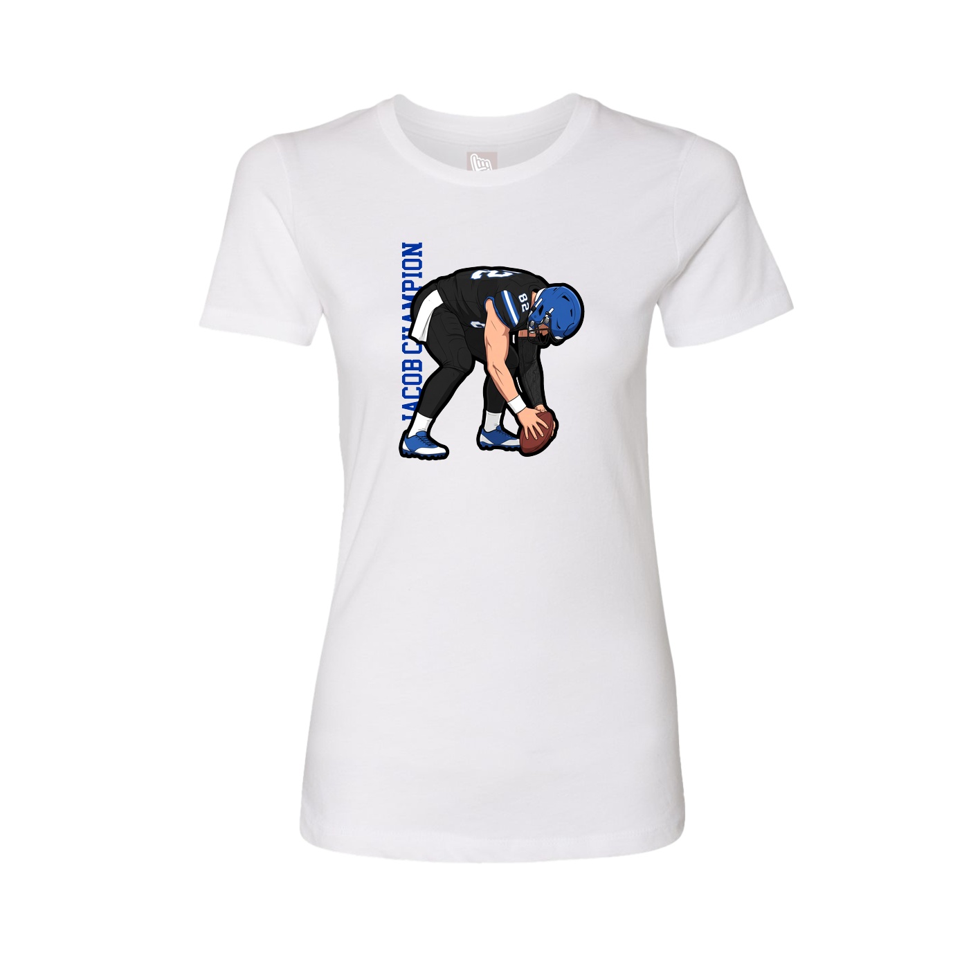 Fitted Women's Tee — Name Vertical in White
