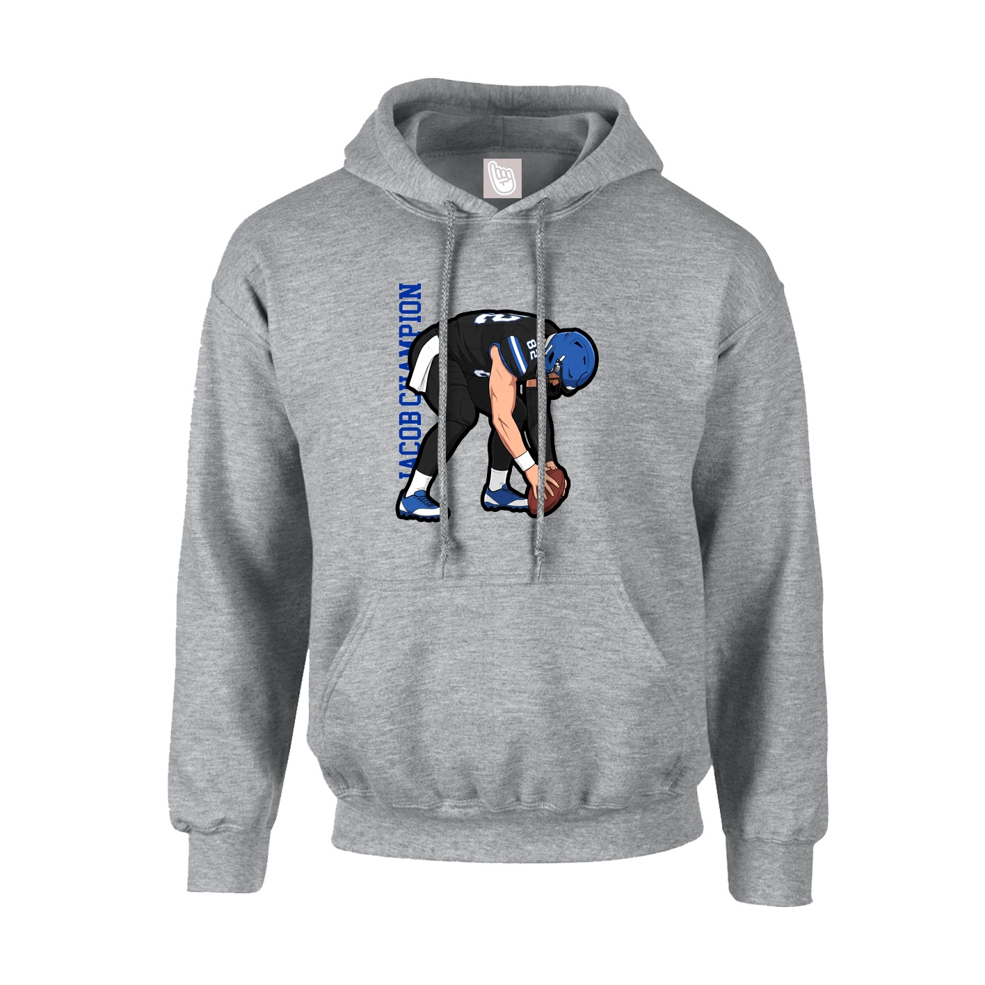 Hoodie — Name Vertical in Grey