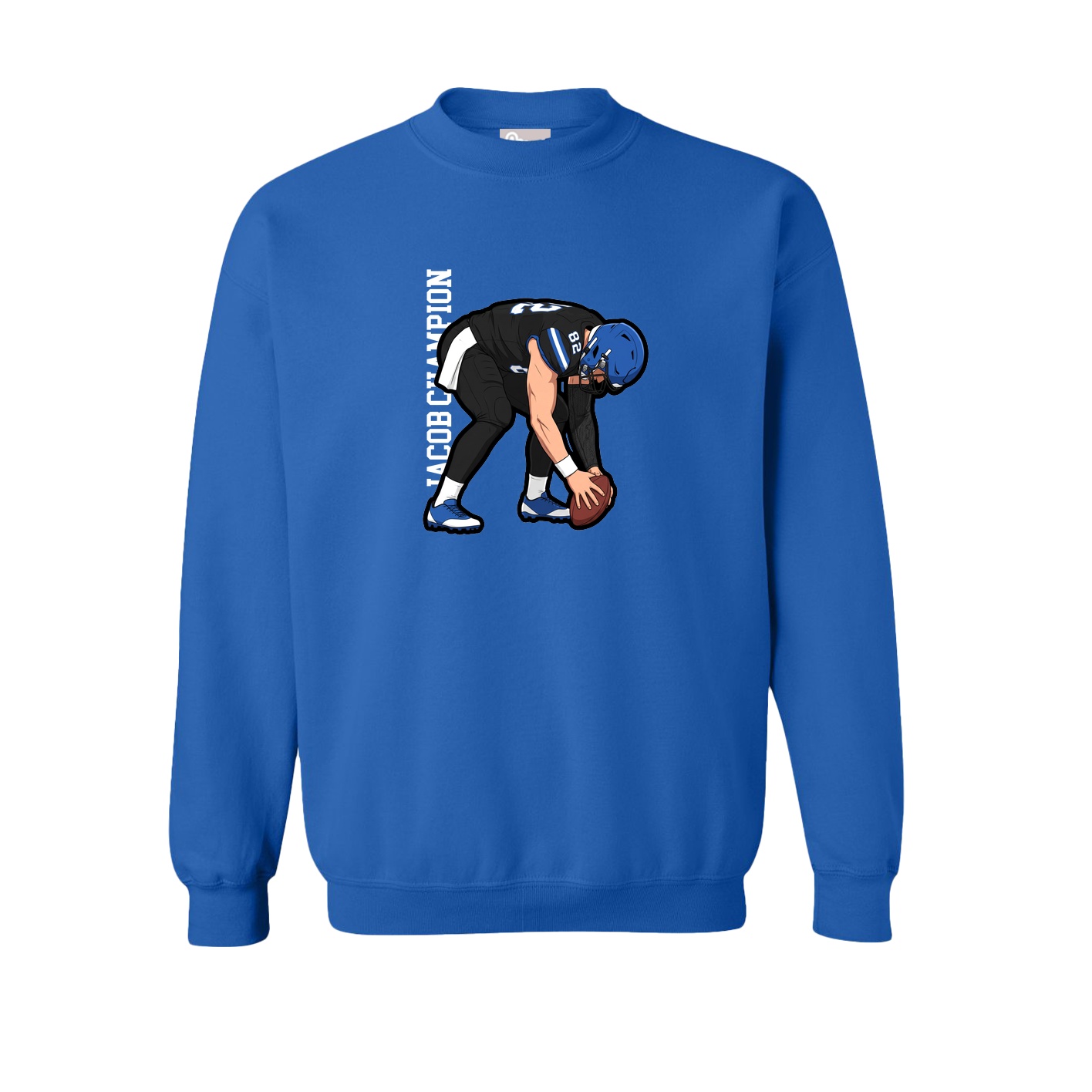 Fleece Crew — Name Vertical in Royal