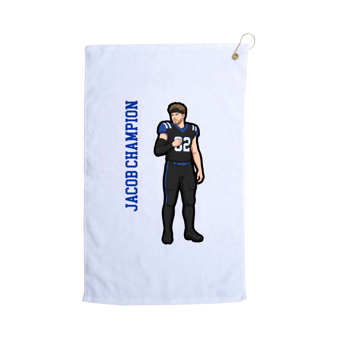 Golf Towel — Name Vertical in White