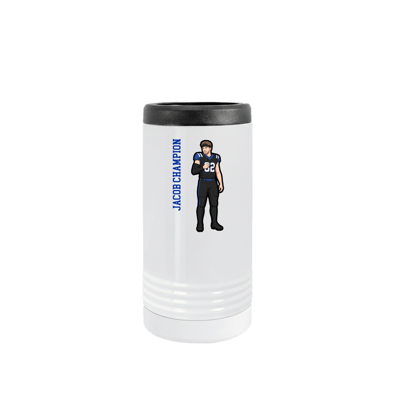 Slim Beverage Holder — Name Vertical in White