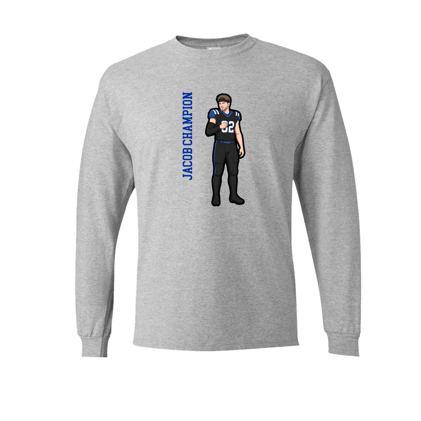 Long Sleeve Tee — Name Vertical in Grey