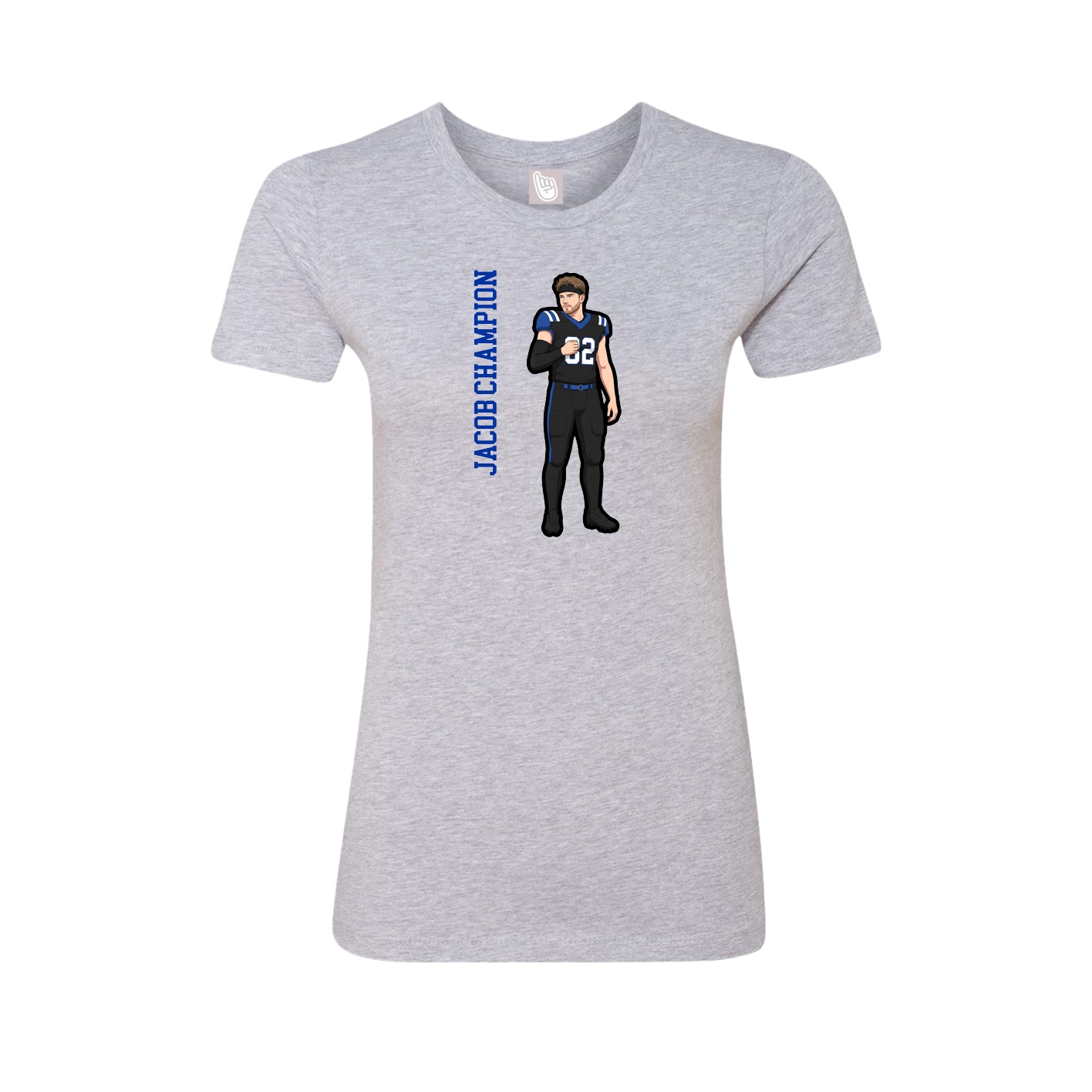 Womens Tee — Name Vertical in Grey