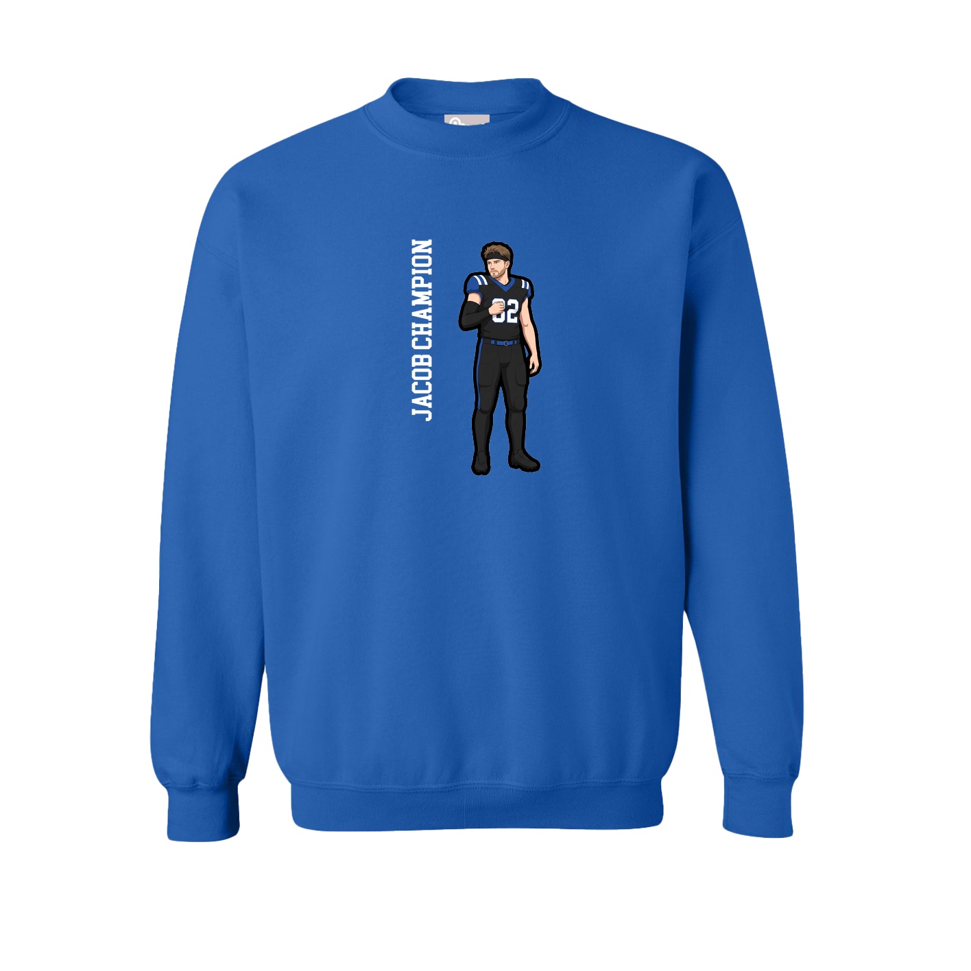 Fleece Crew — Name Vertical in Royal