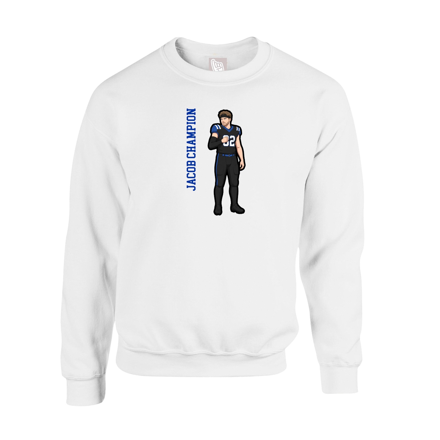Fleece Crew — Name Vertical in White