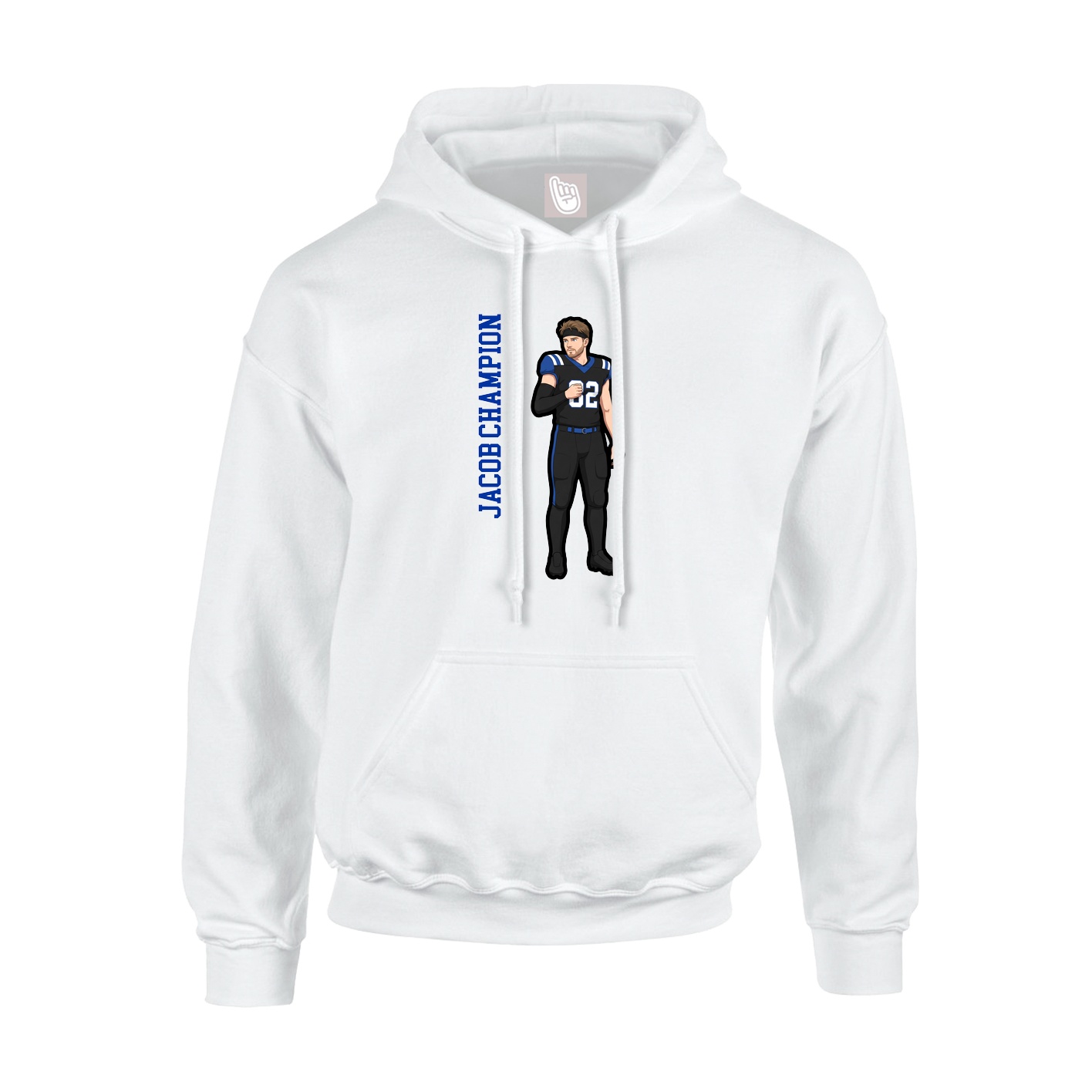 Youth Hoodie — Name Vertical in White