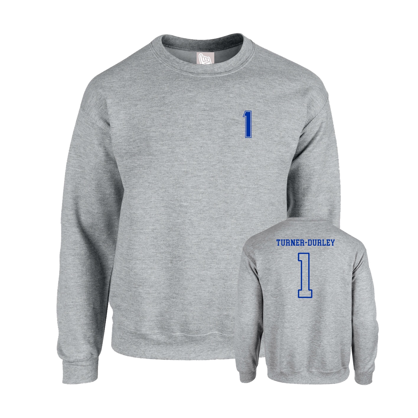 Fleece Crew — Chest Back in Grey
