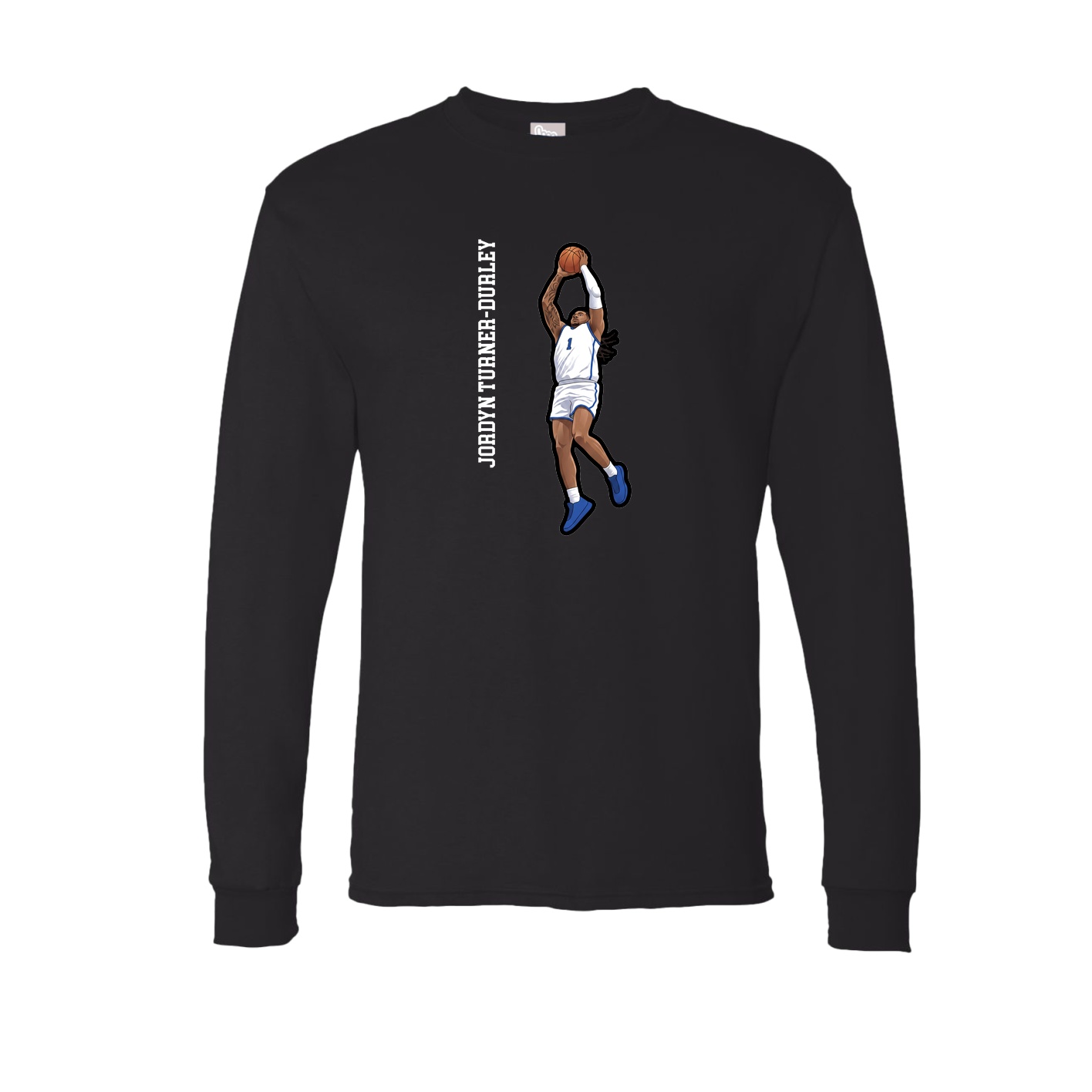 Long Sleeve Tee — Name Vertical in Black