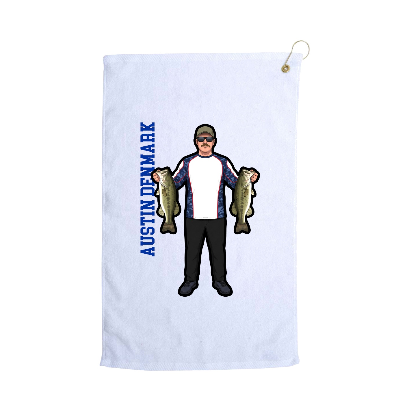 Golf Towel — Name Vertical in White