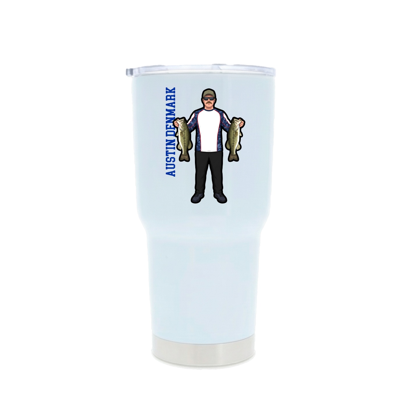 30oz Stainless Steel Tumbler — Name Vertical in White