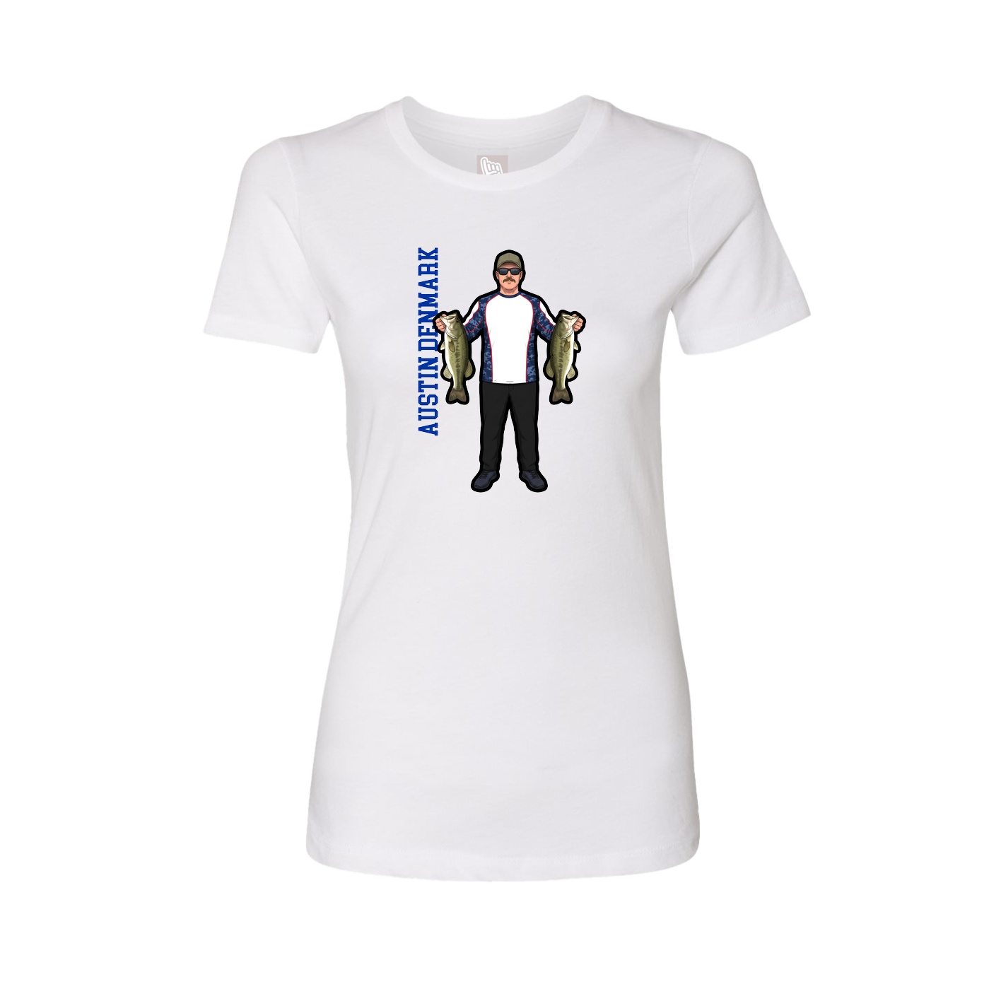 Fitted Women's Tee — Name Vertical in White