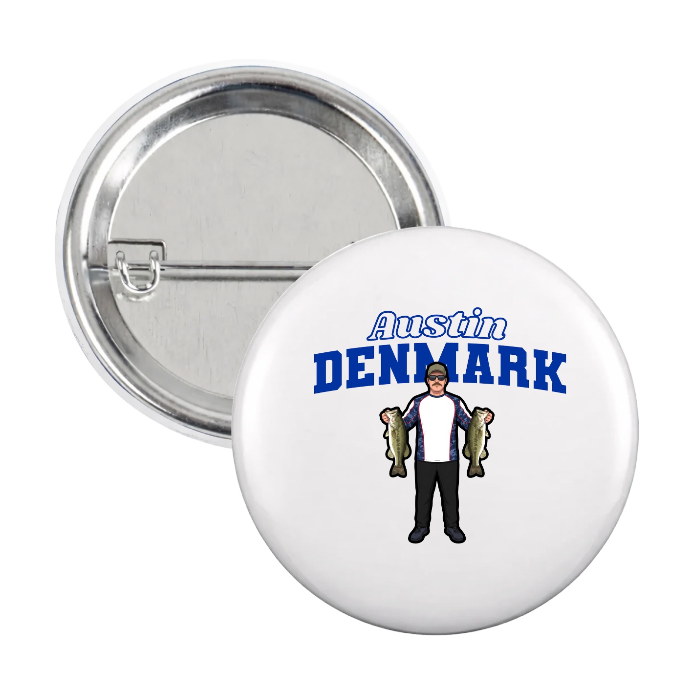 Game Day Button — Name Arch in White