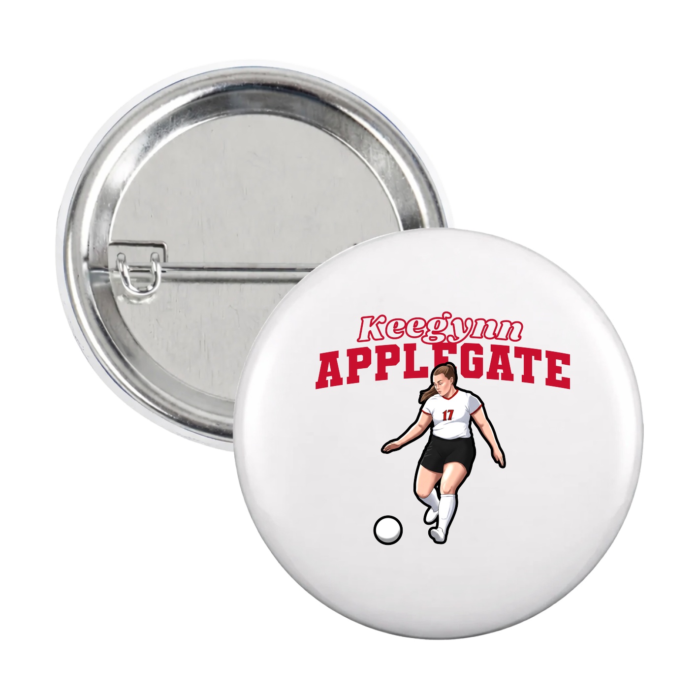 Game Day Button — Name Arch in White