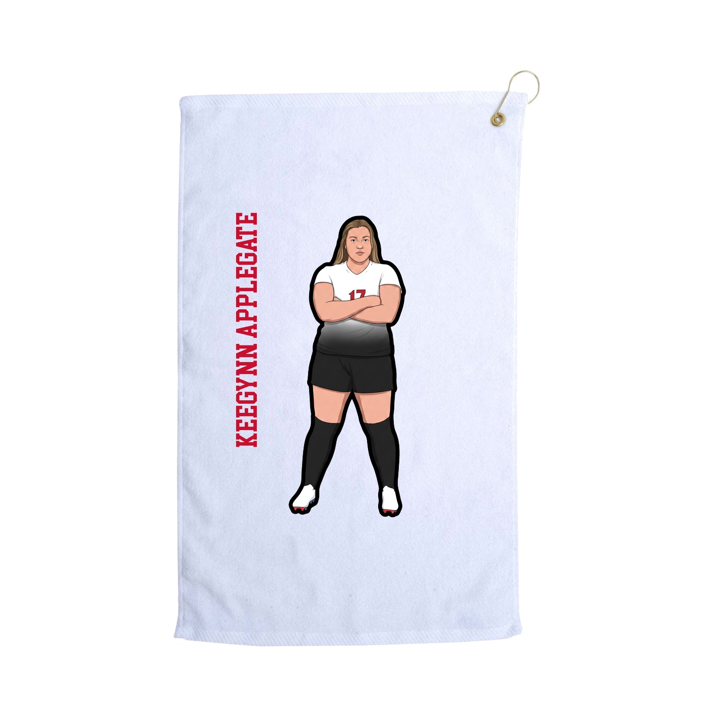 Golf Towel — Name Vertical in White
