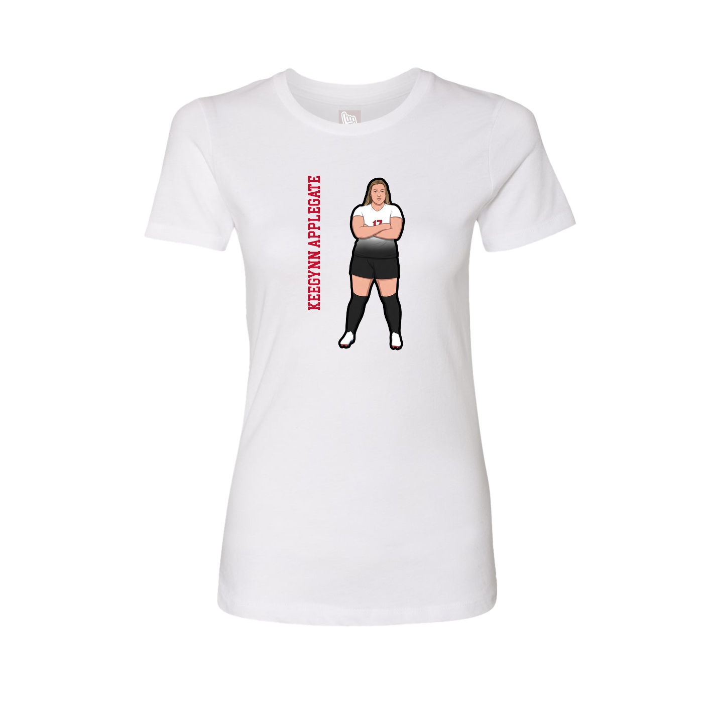 Fitted Women's Tee — Name Vertical in White