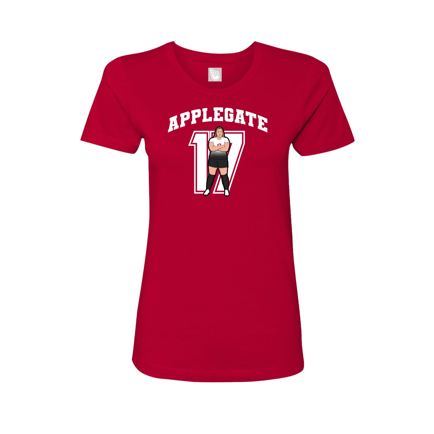 Fitted Women's Tee — Number in Red