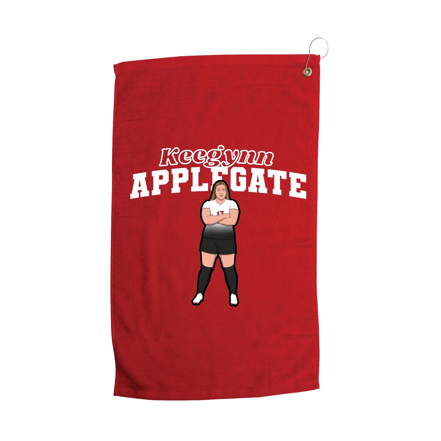 Golf Towel — Name Arch in Red