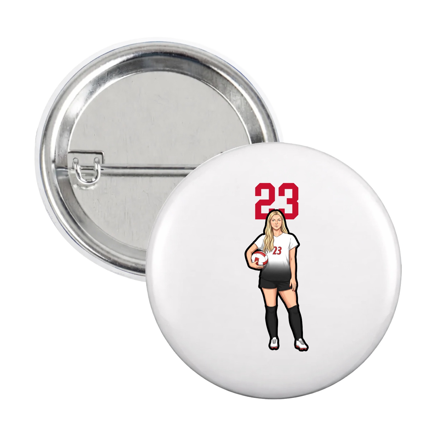 Game Day Button — Number Top in White