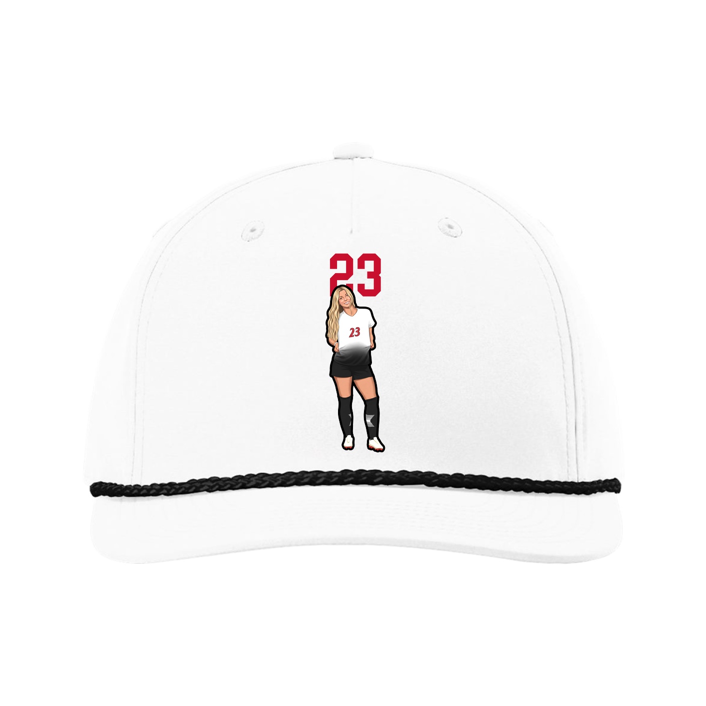 Five-Panel Classic Rope Cap — Number Top in White