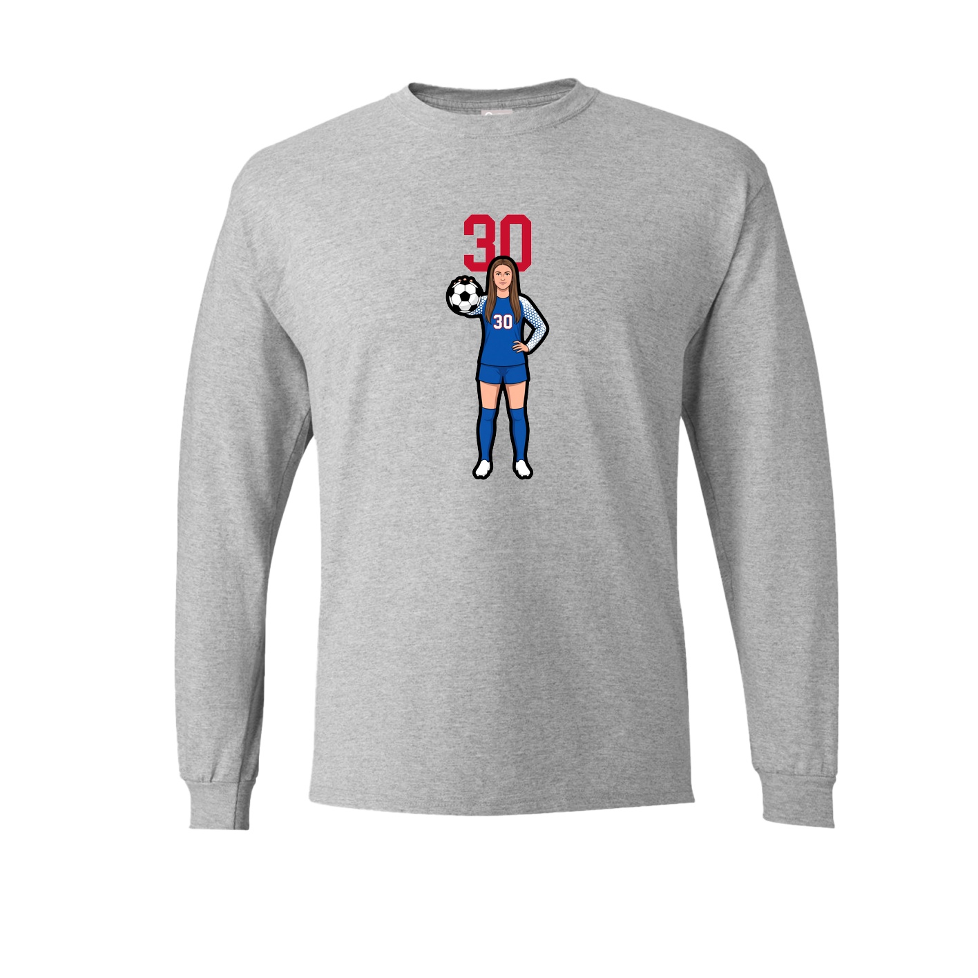 Long Sleeve Tee — Number Top in Grey