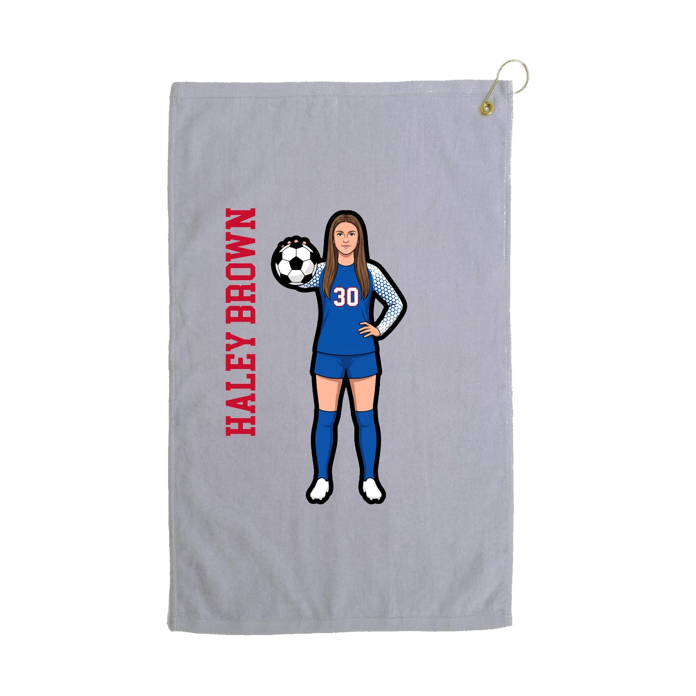 Golf Towel — Name Vertical in Grey