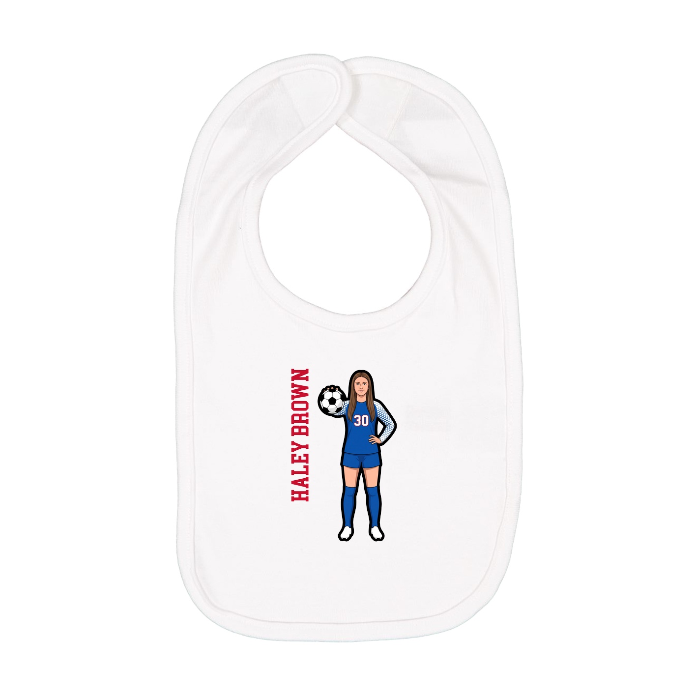 Infant Bib — Name Vertical in White