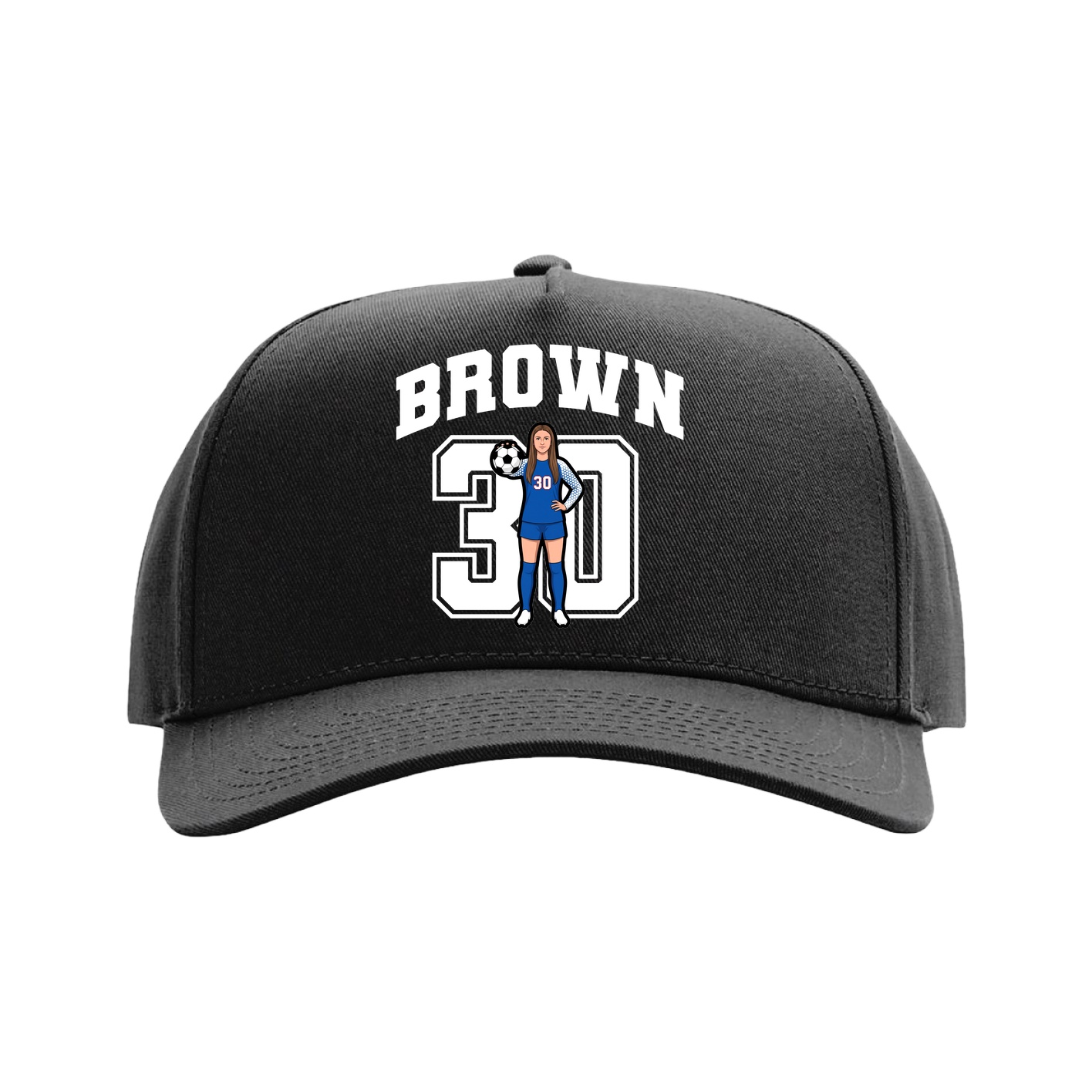 Full Fabric Five-Panel Champ Cap — Number in Black