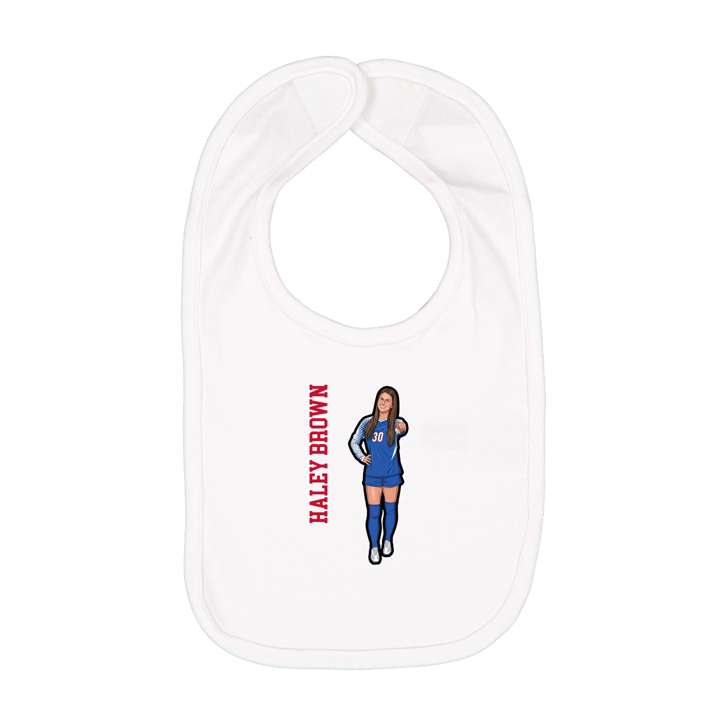 Infant Bib — Name Vertical in White