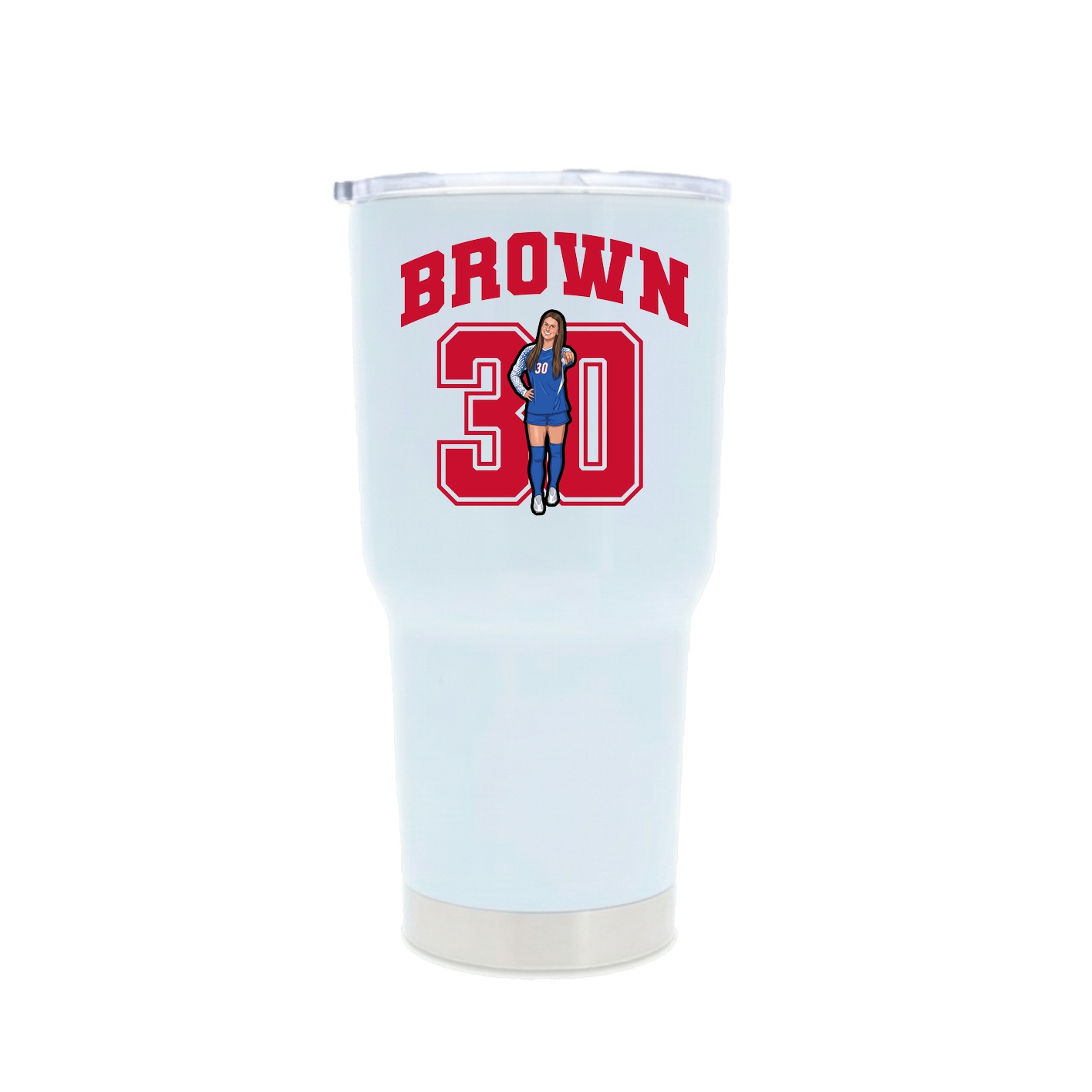 30oz Stainless Steel Tumbler — Number in White