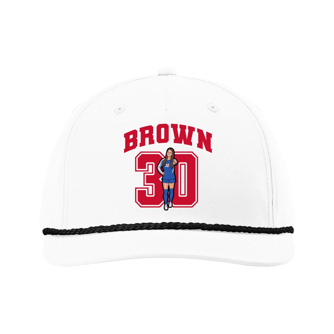 Five-Panel Classic Rope Cap — Number in White