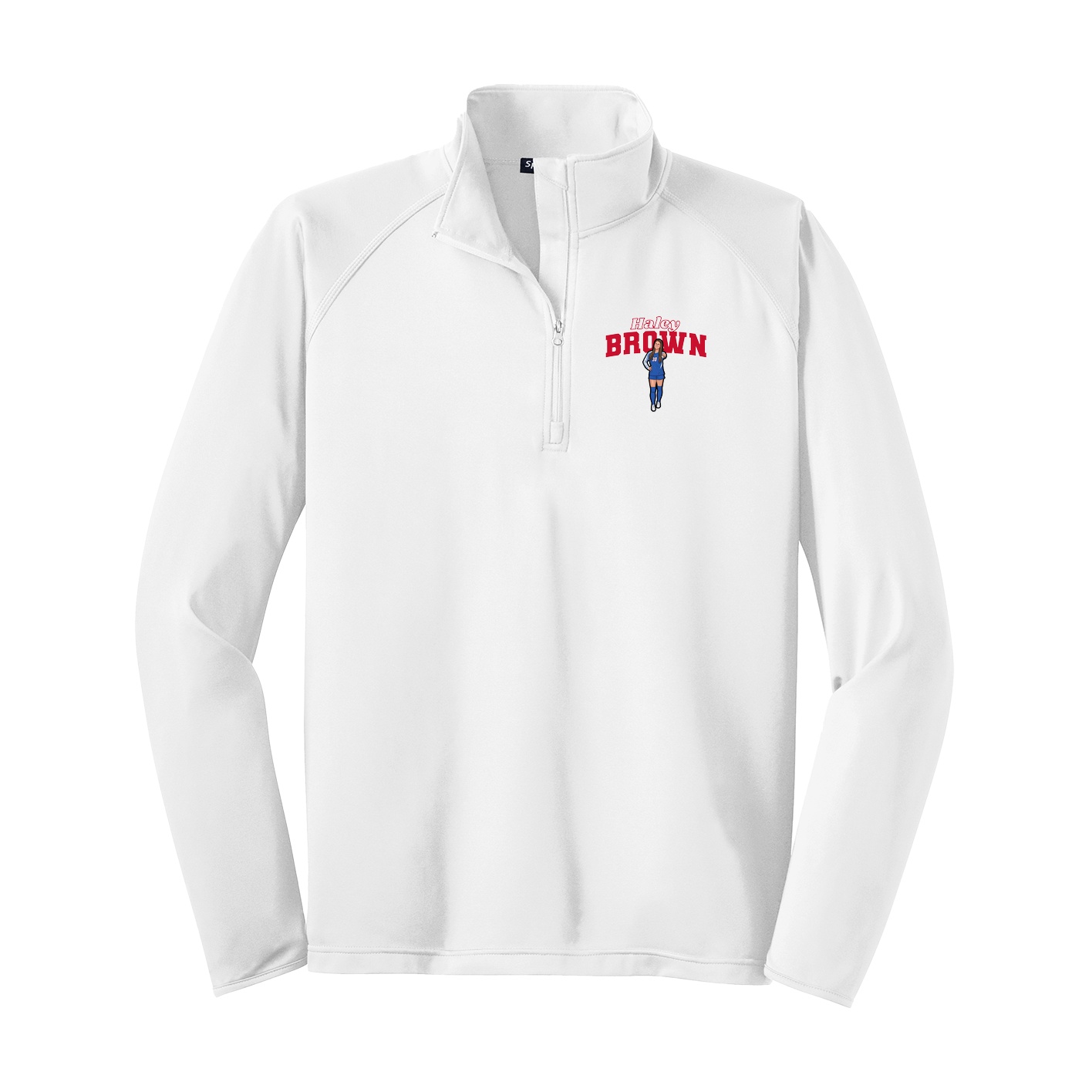 Q-Zip Pullover — Name Arch in White